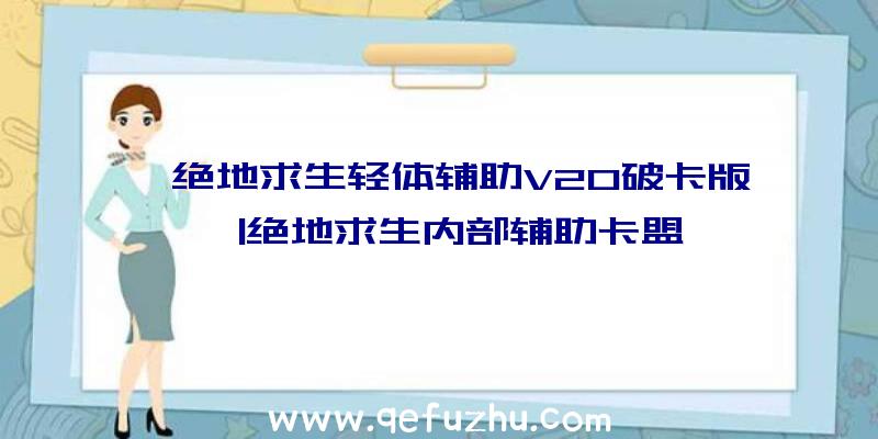 「绝地求生轻体辅助V20破卡版」|绝地求生内部辅助卡盟